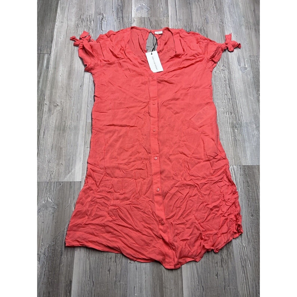 Jacqueline De Yong Rose‎ Sharon Sheer Shirt Dress Light Weight Button Front 36
